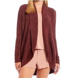 Barefoot Dreams Rust CozyChic Lite Cardigan Open Front Sweater Small